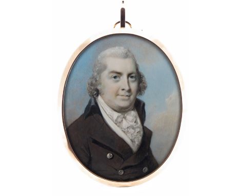 λ George Engleheart (1752-1829)  Portrait miniature of Sir William Loraine, 4th Baronet (1749-1809), head and shoulders, wear