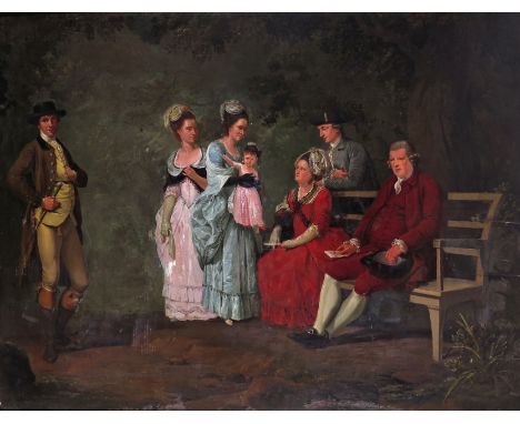 Hugh Barron (1745-1791) Group portrait of the Perry family in a wooded park Signed and dated 1778 Oil on canvas 95 x 124cm; 3