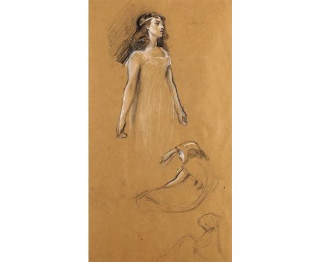 Herbert James Draper (1864-1920) Study for Tristram and Yseult, c.1901 Black and white chalks on buff paper 53.5 x 29.5cm; 21