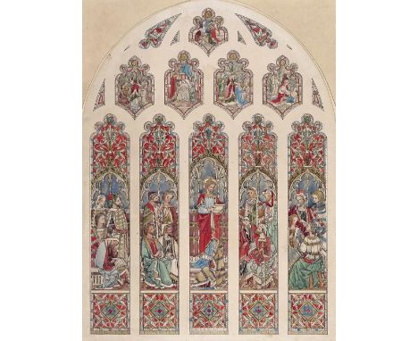 Joseph Bell & Son Studio (1840-1996) Christ preaching and healing the sick, a design for a stained glass window in Bath Abbey