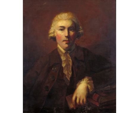 Manner of Sir Joshua Reynolds Portrait of a gentleman scholar, seated with books Oil on canvas in a period frame 76 x 63cm; 3