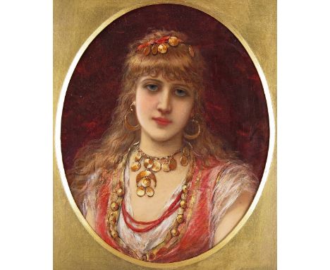 Emile Eisman-Semenowsky (French/Polish 1857-1911) Portrait of a girl in gypsy costume Signed and inscribed Paris Oil on panel