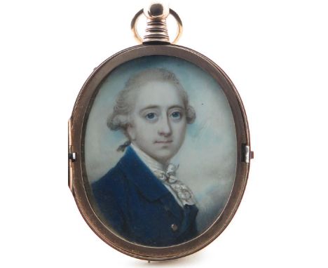 λ Richard Cosway R.A. (1742-1821)  Portrait miniature of The Earl of Burlington, head and shoulders, wearing a blue coat and 