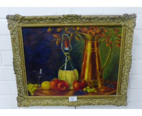 Belle R. Walker  The Copper Jug, Still Life Oil-on-Board, signed, in an ornate giltwood frame, 55 x 44cm