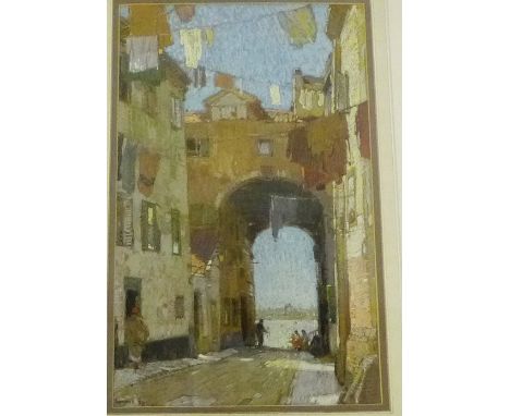 Leonard R. Squirrell. RE A Morning in Venice Pastel, signed and dated '24, in a glazed oak frame, 28 x 45cm
ARR