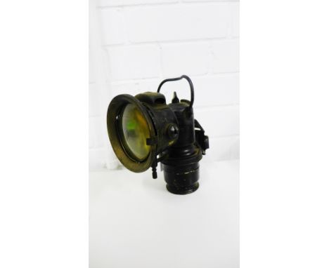 A vintage black enamelled GPO Davy lamp