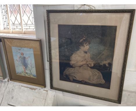 After Joshua Reynolds portrait of a girl, colour print, the Age of Innocence, published by Medici Prints, 45cm by 38cm and an