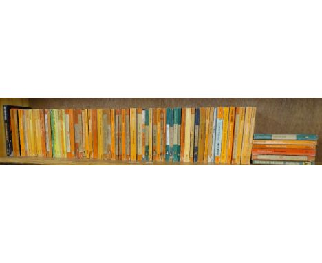 A shelf of Penguin books.