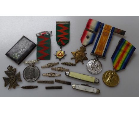 A trio of First War Service medals, awarded to Sgt. C W Evans, CMT2674, including 1914 Star, mentioned in Dispatches, togethe