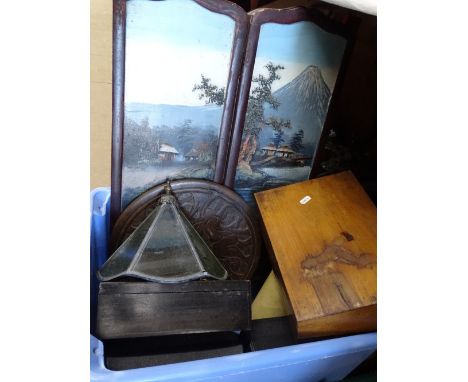 Screen, lamp shade, boxes, etc.