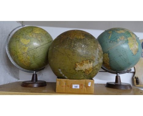2 Vintage globes on stands and another.