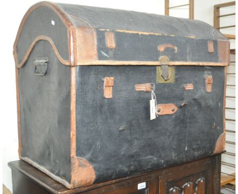 Vintage dome top leatherbound trunk