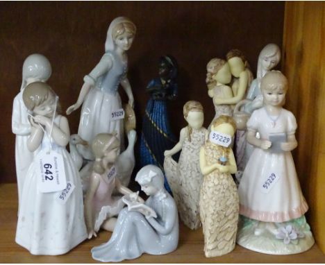 Lladro girl, NAO child and other Spanish figures, etc.