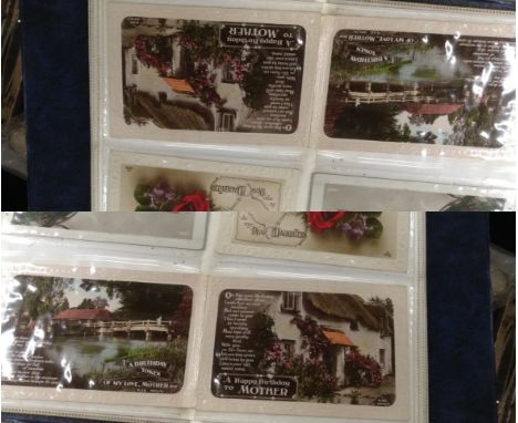 An album of vintage postcards.