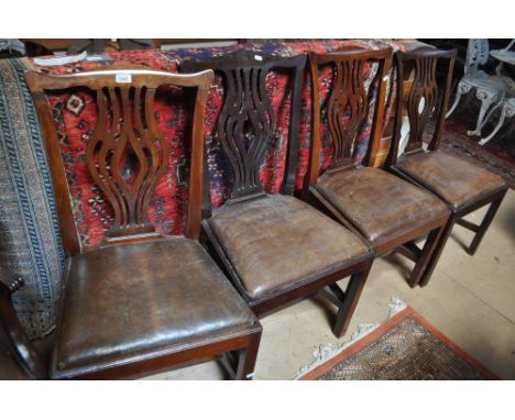 A set of 4 19th century mahogany Chippendale style dining chairs, drop-in seats.