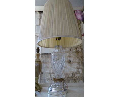 Large crystal table lamp and shade.