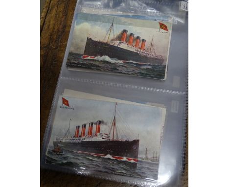 An album of Vintage postcards of liners and shipping.