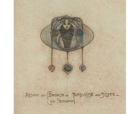 pencil and watercolour, inscribed in pencil DESIGN FOR BROOCH IN TURQUOISE AND SILVER-/ OR PENDANT10cm x 10.5cmProvenance: Mr