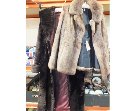 A VINTAGE CONEY FUR JACKET TOGETHER WITH A FUR COAT 