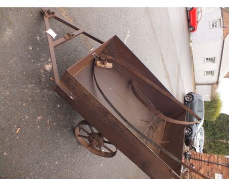 A VINTAGE SMALL CAST SOIL STERILISER TRAILER