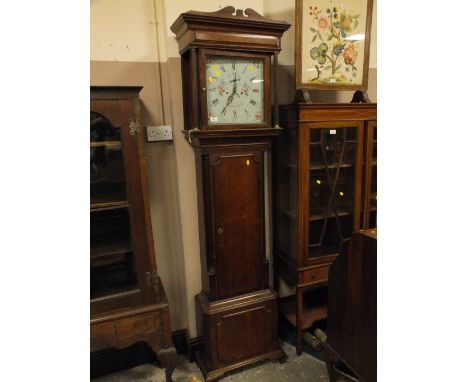 AN ANTIQUE OAK AND MAHOGANY 8 DAY LONGCASE CLOCK BY SAMUEL HAYWOOD - NORTHWICH TWO WEIGHTS H 208 CM 