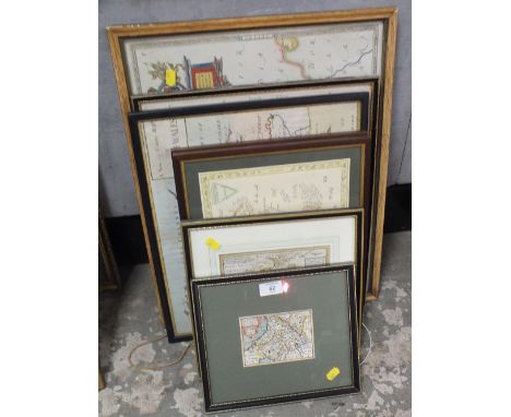 A COLLECTION OF VINTAGE FRAMED AND GLAZED MAPS 