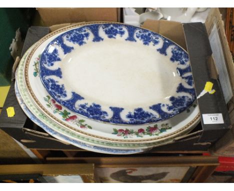 A COLLECTION OF VINTAGE AND ANTIQUE MEAT PLATES TO INCLUDE REGENT EXAMPLES 