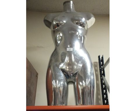 A SILVER SHOP DISPLAY MANNEQUIN 