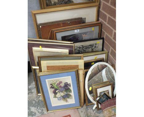 A LARGE QUANTITY OF PICTURES, PRINTS AND MIRRORS TO INCLUDE A W. RUSSELL FLINT PRINT