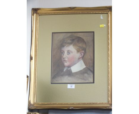 A FRAMED AND GLAZED 19TH CENTURY WATERCOLOUR PORTRAIT OF A YOUNG BOY 