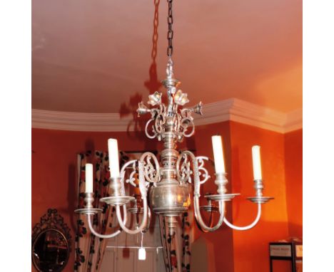 A Scandanivan silvered six lamp Ceiling Light. (1)