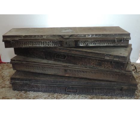 A group of four metal Military issue Uniform or Army Cases. (4)