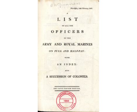 Binding: Army List: - A List of All the Officers of the Army and Royal Marines.. with An Index and A Succession of Colonels, 