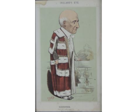 Irish Caricature: "Leinster - 'He's of A Nobel Strain,'" after Spex, coloured caricature portrait print from 'Ireland's Eye,'