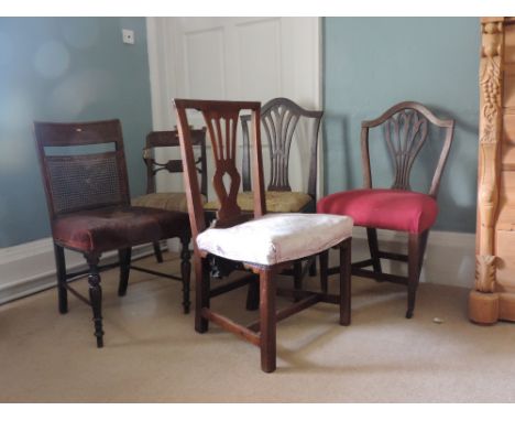 A Chippendale style mahogany Side Chair with vase shaped splat back; together with a beechwood open Armchair with cane work b