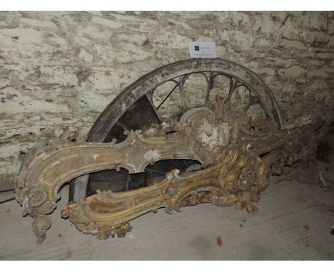A Georgian pine Fan Light, as is; together with a carved giltwood Pelmet as is. (2)