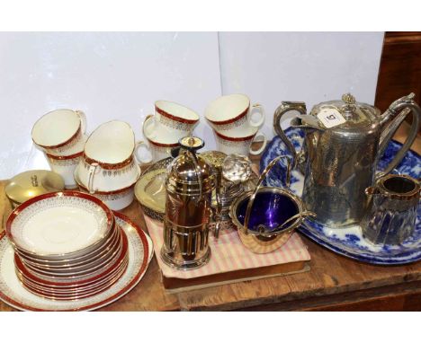 Royal Grafton 'Majestic' tea service, blue and white meat plate, silver plated ware, etc