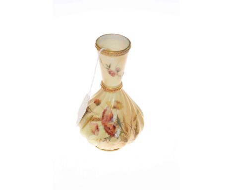 Royal Worcester blush ivory decorated floral painted spill vase, no. 1452