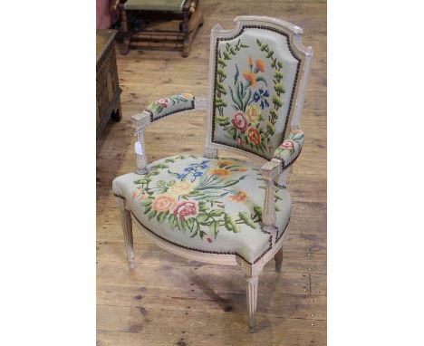 French floral tapestry fauteuil