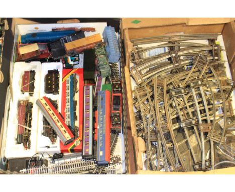 Collection of Hornby and other model railway rolling stock, engines and tenders, track, etc