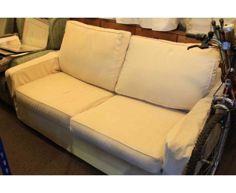 Convertible two seater bed settee in light fabric