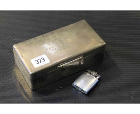 Silver cigarette case and Ronson lighter