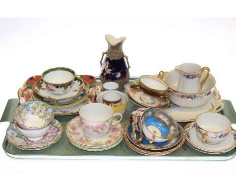 Tray lot with Noritake decorative tea china, cabinet cups and saucers, etc