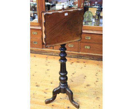 Victorian mahogany adjustable double music stand on ebonised pedestal tripod base