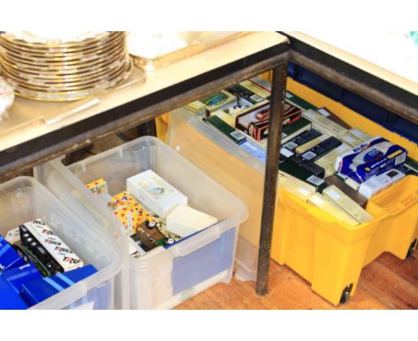 Large collection of model vehicles in three boxes
