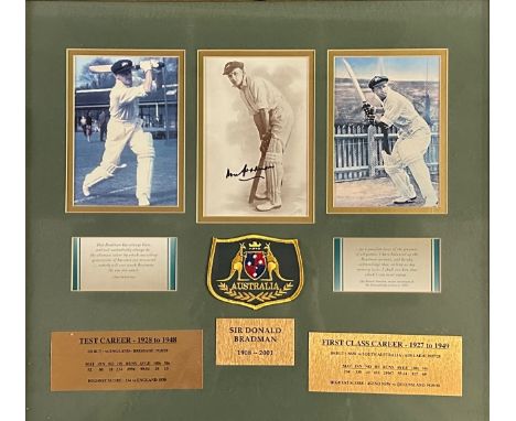 Sir Donald Bradman (1908-2001), signed framed photo of Australian Cricket legend Sir Donald Bradman (1908-2001). This frame i