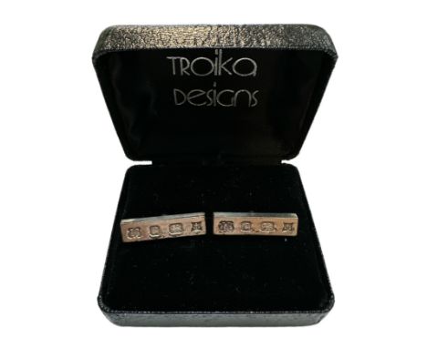 Boxed pair of Troika Designs fully hallmarked silver cufflinks.