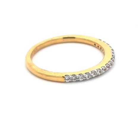 Half-eternity CZ ring, size O. Weight 2.93g. Stamped 916 (22ct). Good condition. Light surface abrasions on shank as consiste