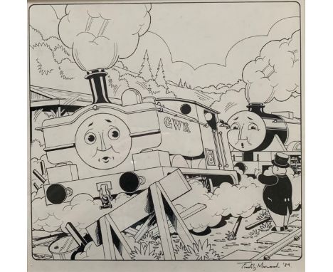 Timothy Marwood (British, 1954-2008) – Thomas the Tank Engine &amp; Friends pen and ink original artwork illustration on pape