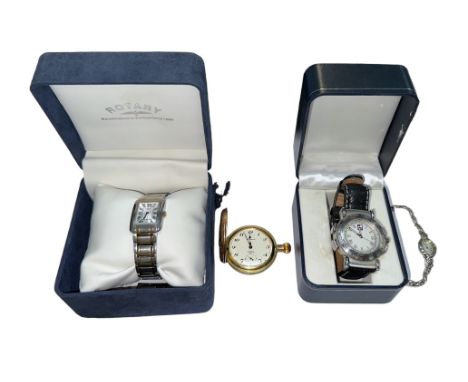 Range of watches (4) with silver Luzy-Pelissac ladies wristwatch, boxed Royal Navy watch with compass to back, boxed Rotary w